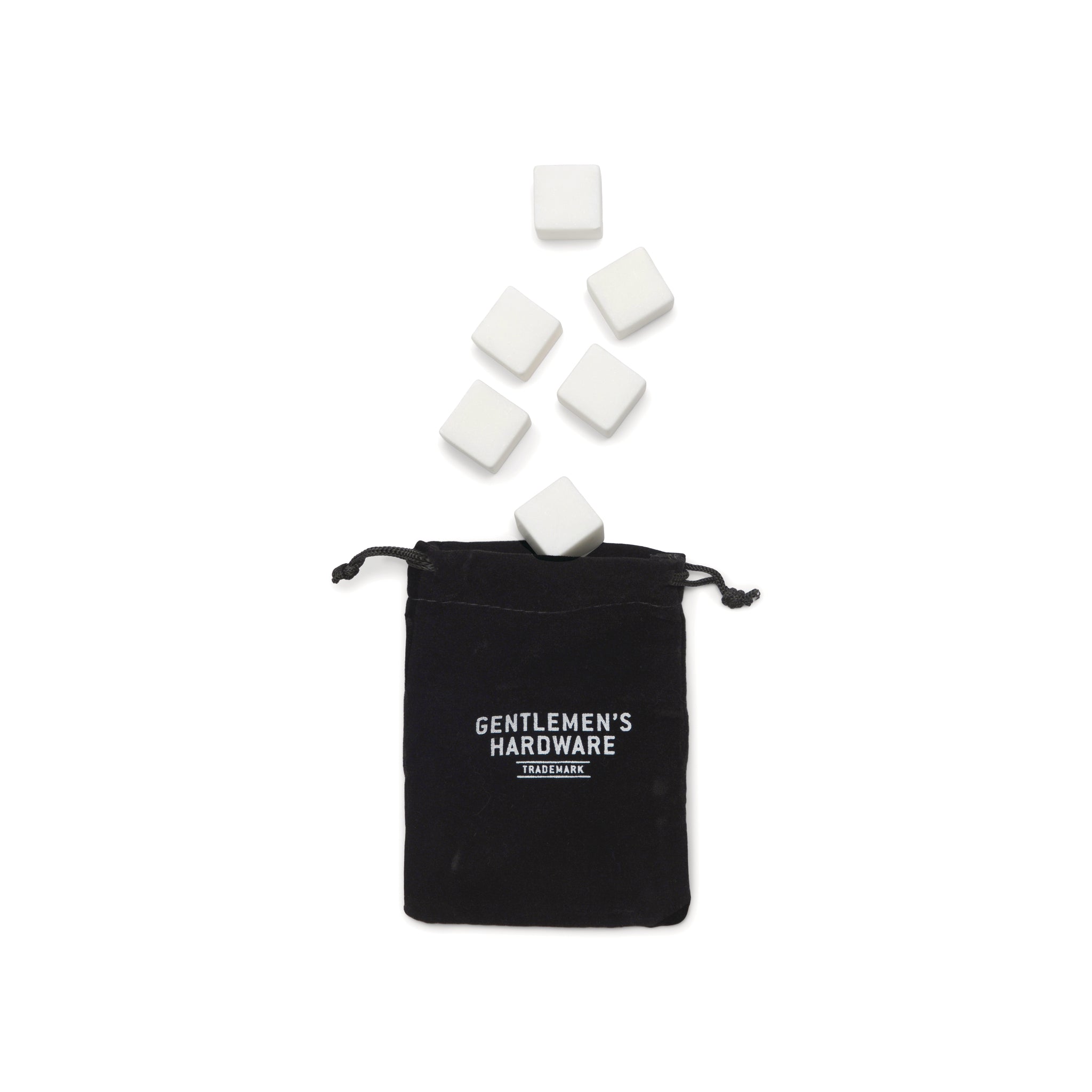 Drawstring pouch with granite gin stones