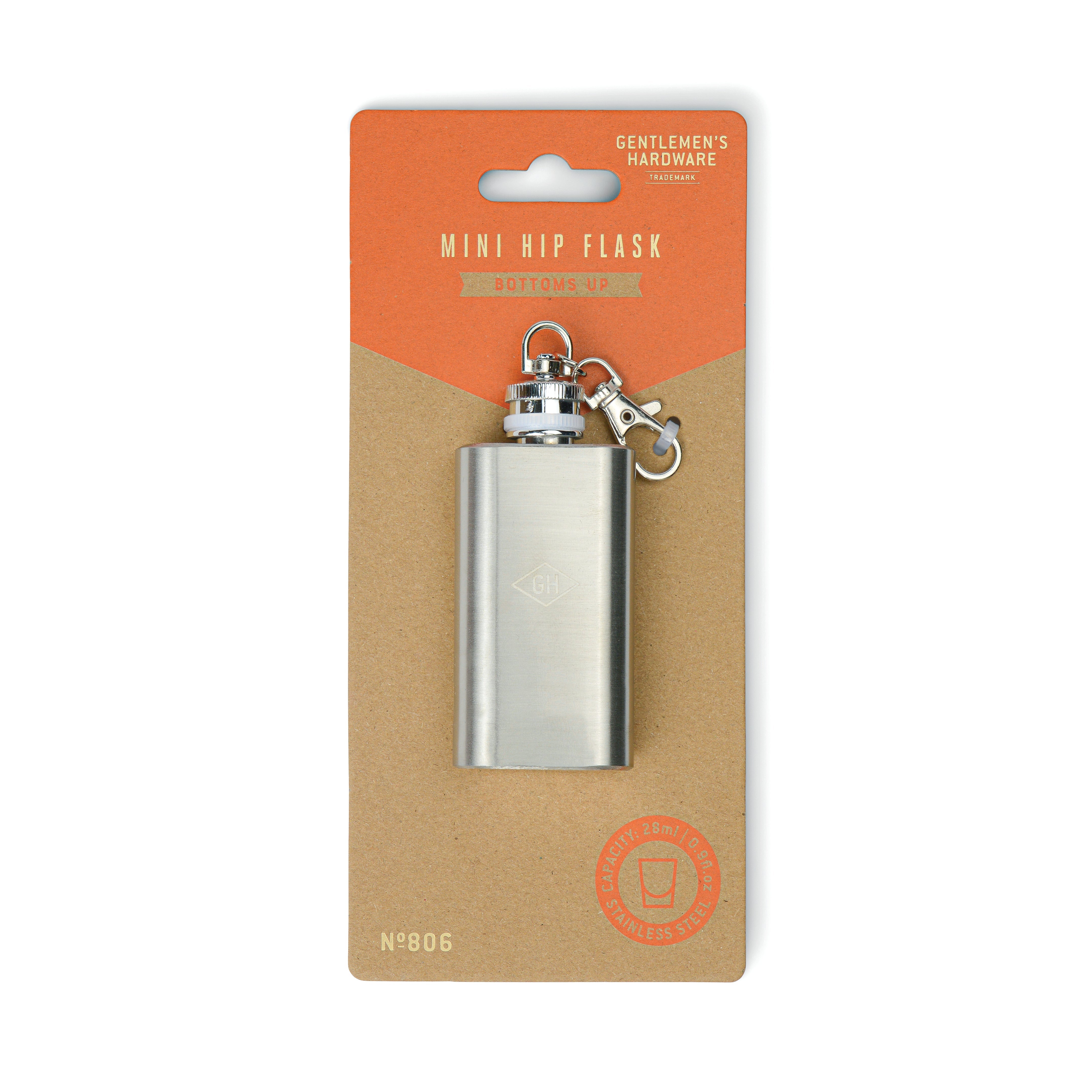 Gentlemen's Hardware Mini Hip Flask with keychain