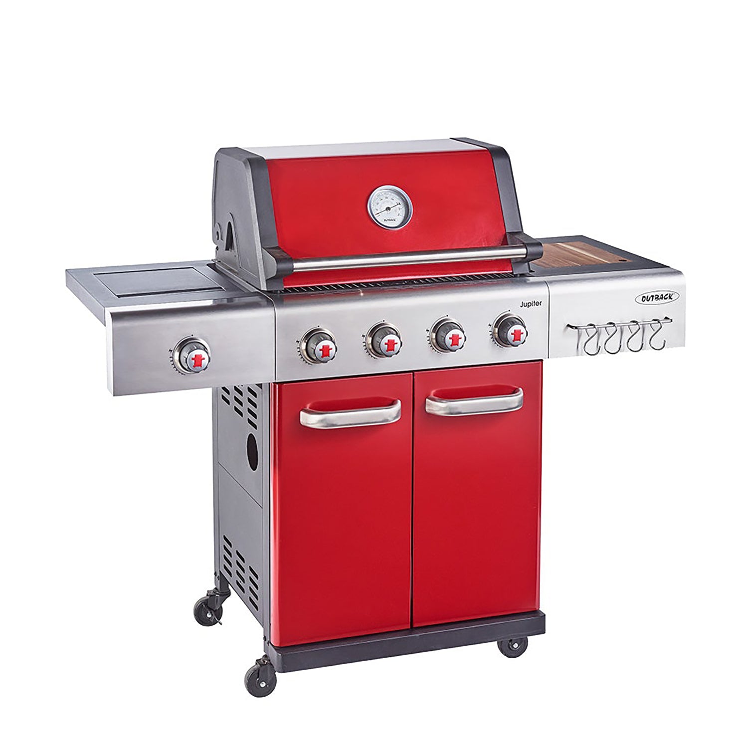 Jupiter 4 Burner Hybrid BBQ - Red