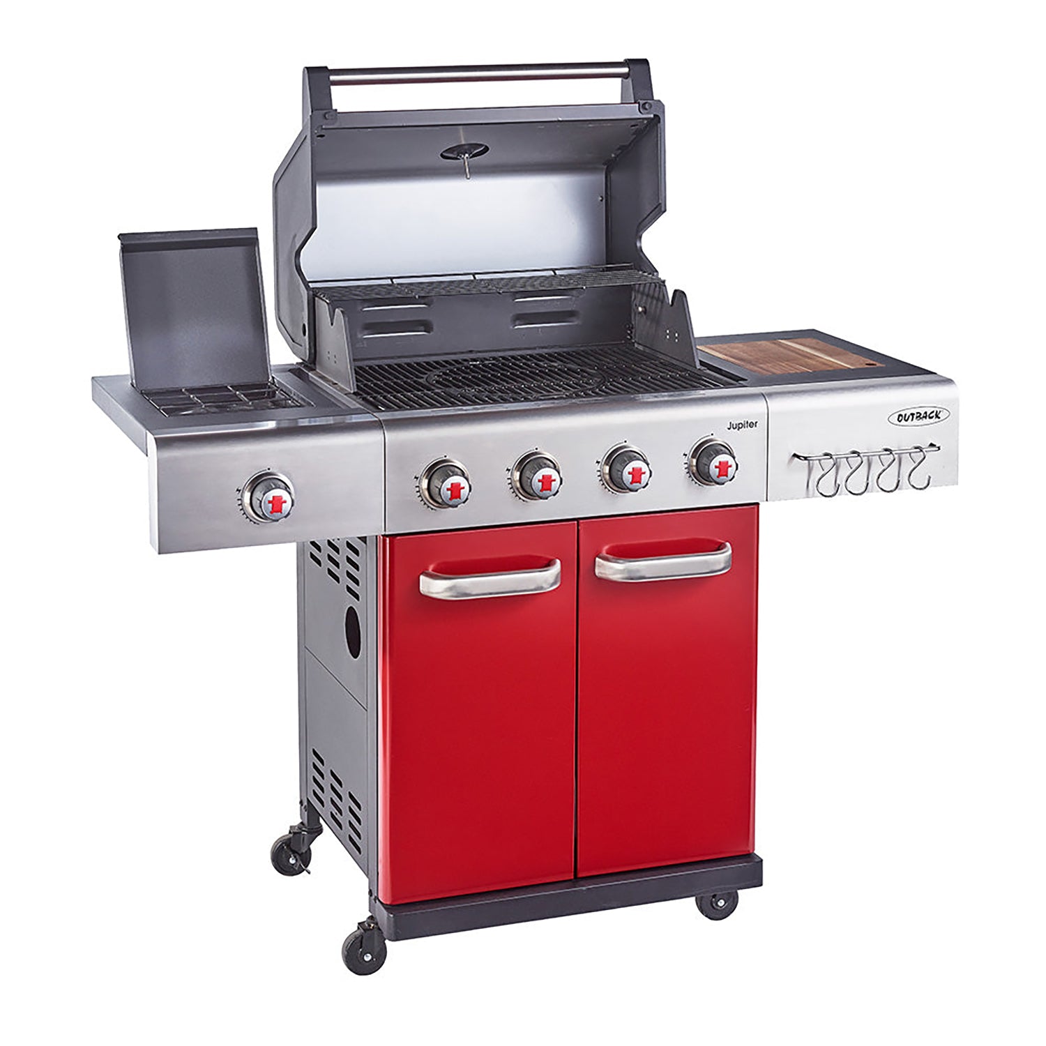 Jupiter 4 Burner Hybrid BBQ - Red