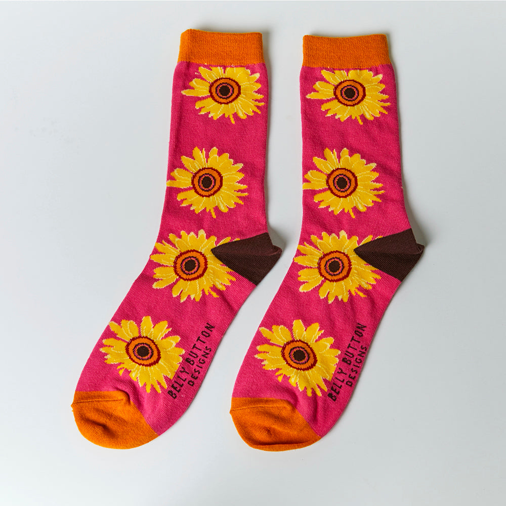 Bamboo socks with sunflower design
