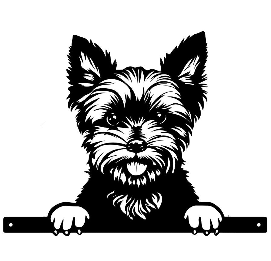 No.PF1028 Metal Peeking Dog Silhouette - Yorkie