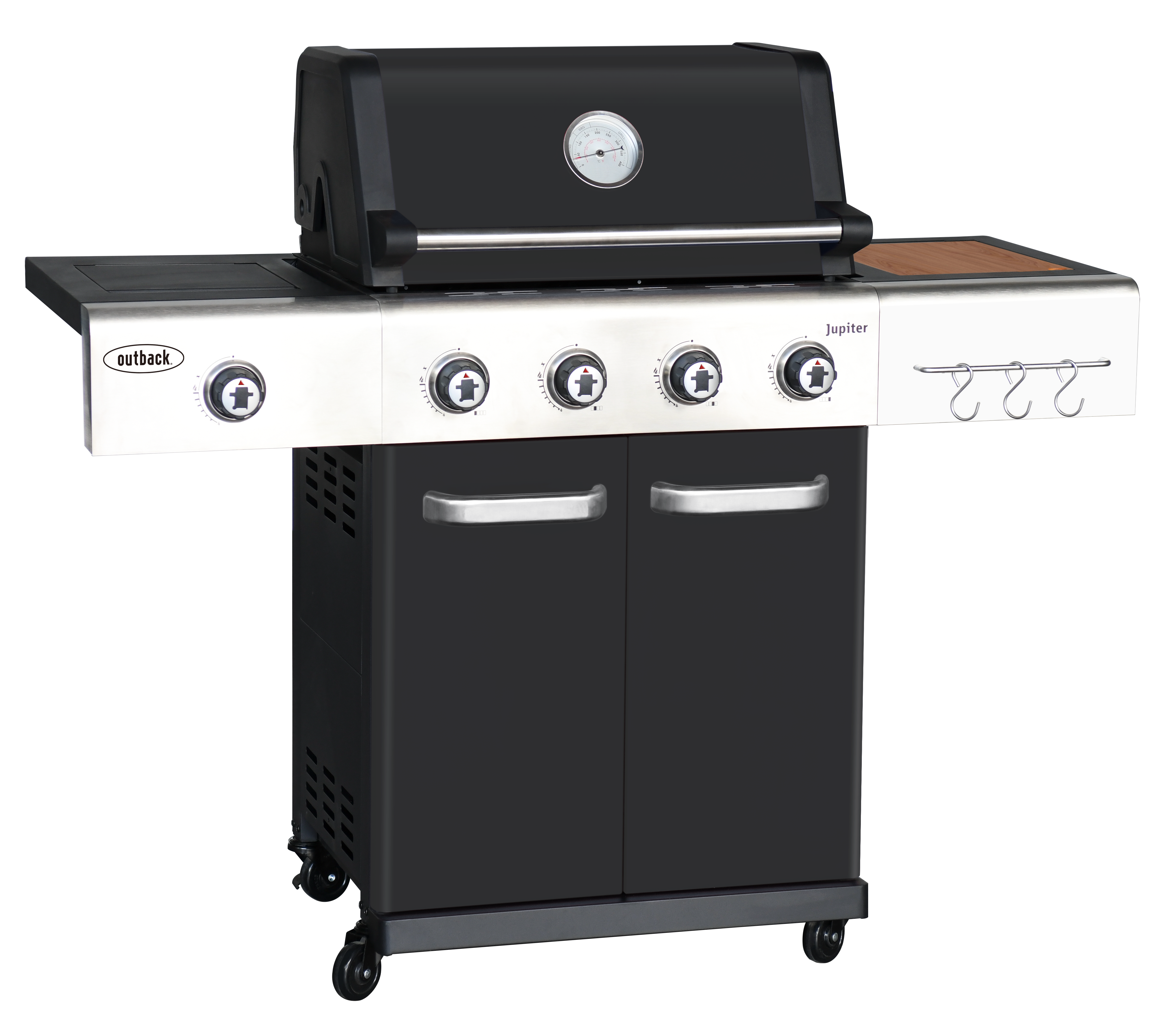 Jupiter 4 Burner Hybrid BBQ - Black
