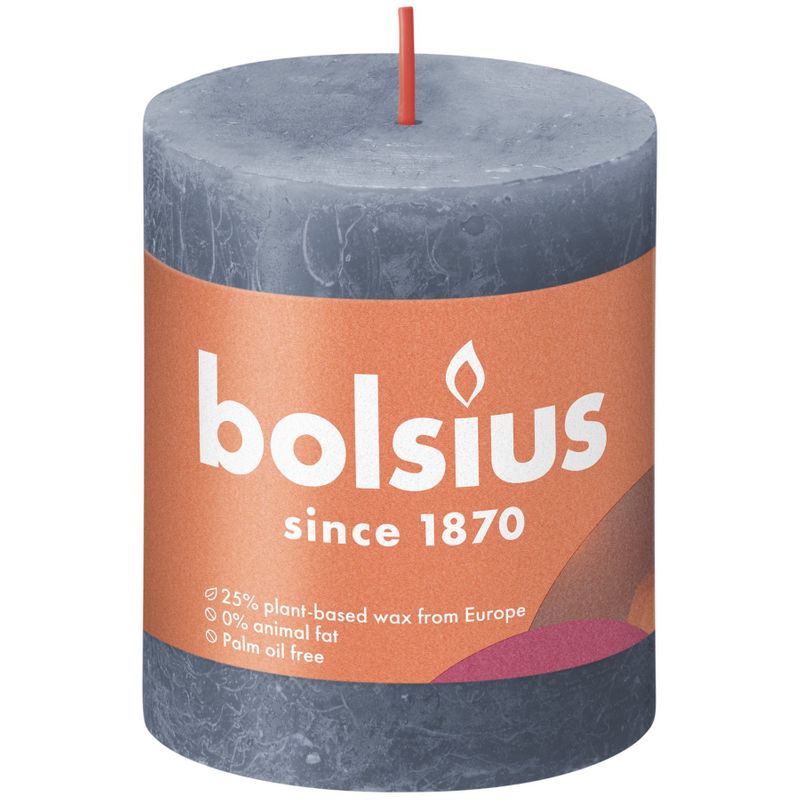 Bolsius Rustic Shine Pillar Candle 80x68 Twilight Blue