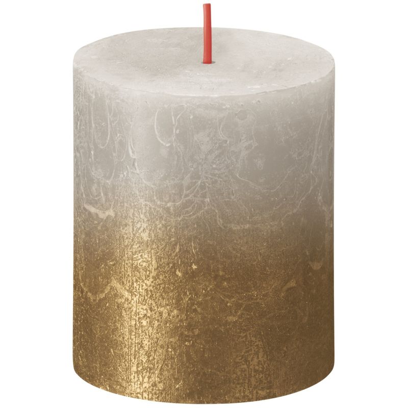 Bolsius Rustic Metallic Candle 80x68 Faded Sandy Grey Gold