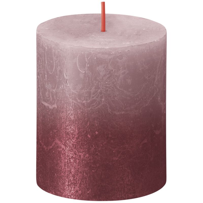 Bolsius Rustic Metallic Candle 80x68 Faded Rose Red