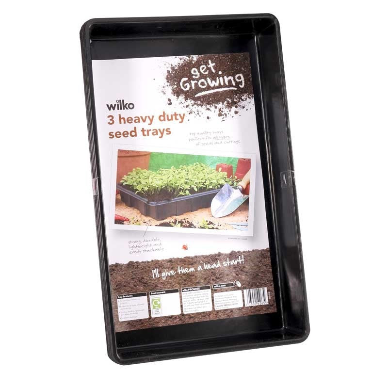 Heavy duty black seed trays pack of 3