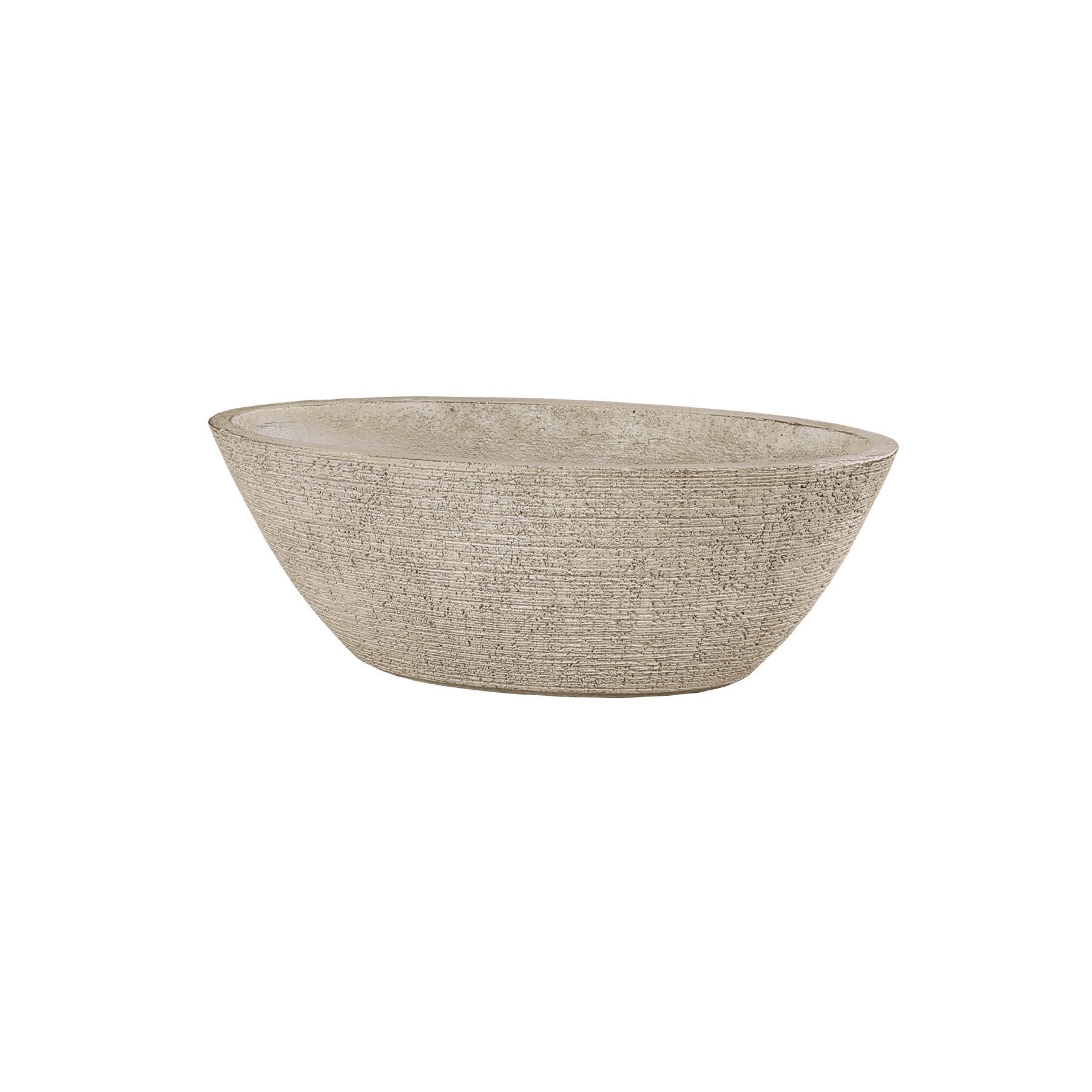 Hortus Elemental Oval Pot Textured Cream - fibreglass stone-effect garden pot for indoor and outdoor use