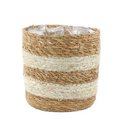 Seagrass & Braided Jute Basket w/Liner - Medium