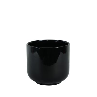 Hortus Havana Ceramic Pot - Glossy Black - Dia16.5 x H15cm