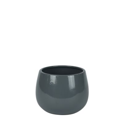 Hortus London Ceramic Pot - Glossy Grey - Dia12 x H11cm