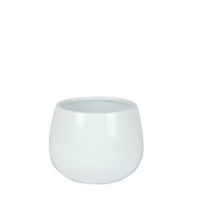 Hortus London Ceramic Pot - Glossy White - Dia14.5 x H14cm