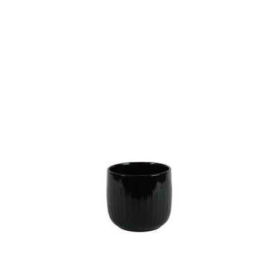Hortus Riga Ceramic Pot - Glossy Black - Dia17 x H16cm