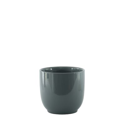 Hortus Cairo Ceramic Pot - Glossy Grey - Dia12.5 x H12cm