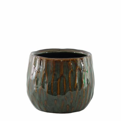 Hortus Darwin Reactive Glaze Pot - Blue/Brown - Dia14 x H12cm