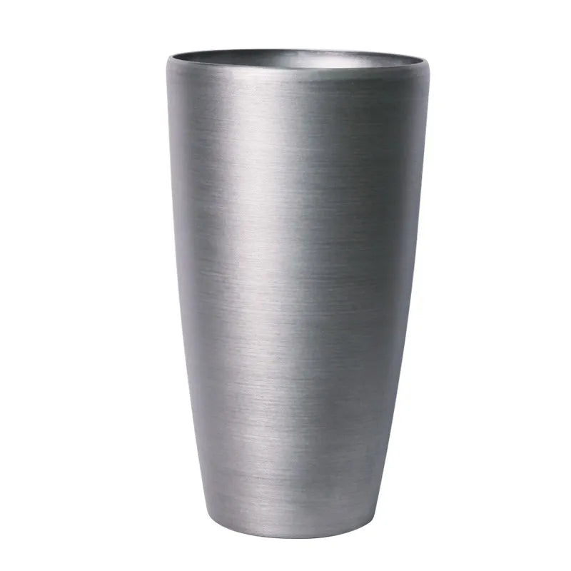 Hortus Lite - Metallic Look Tall Planter - Brushed Steel - Dia40 x H75cm Dia40 - metal planter for indoor and outdoor use