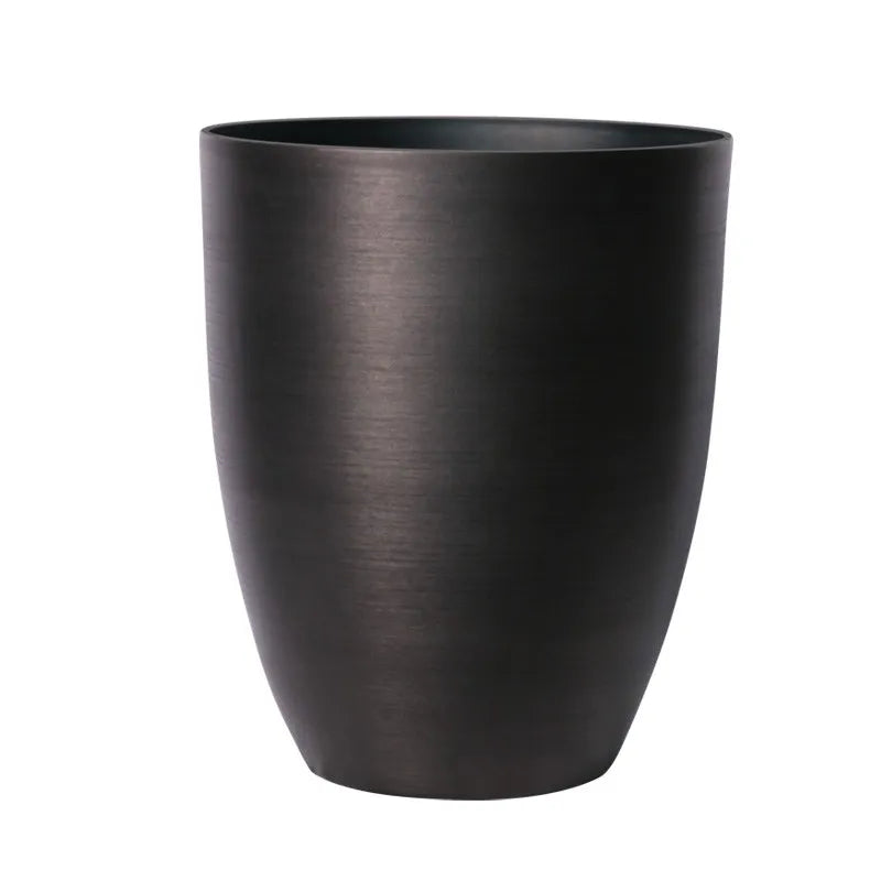 Hortus Lite - Metallic Look Plastic Shaped Planter - Dk Grey - Dia 43 x H52cm Dia43 - metal planter for indoor and outdoor use