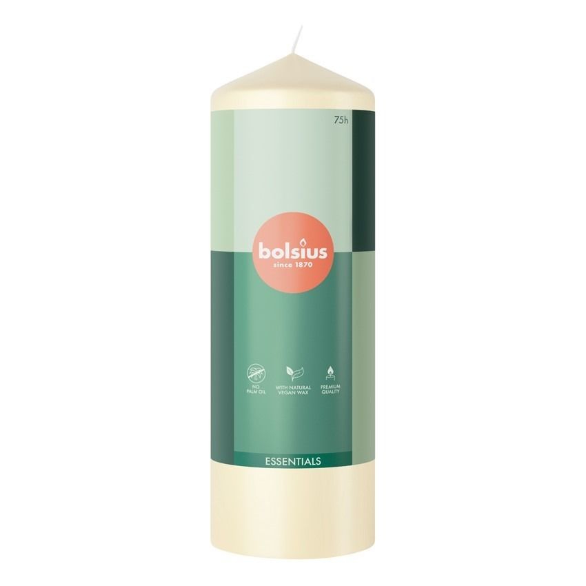 Bolsius Essentials Pillar Candle 200x68mm Soft Pearl