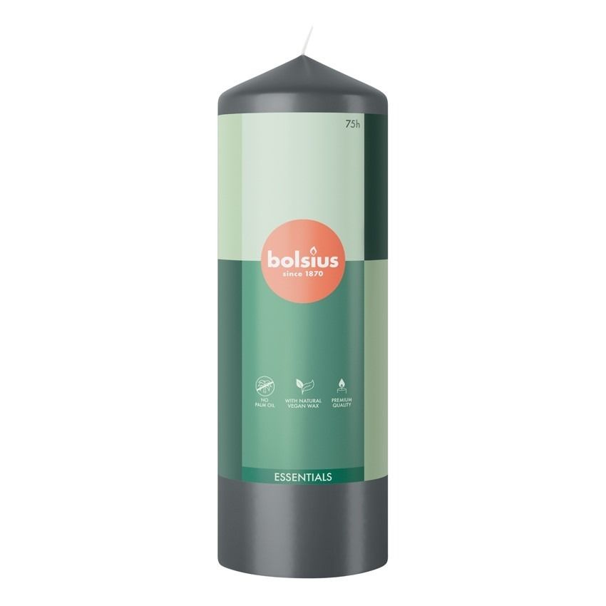 Bolsius Essentials Pillar Candle 200x68mm Stormy Grey
