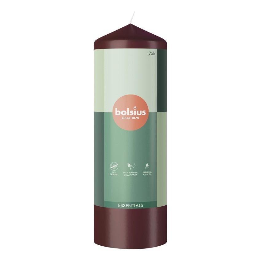 Bolsius Essentials Pillar Candle 200x68mm Velvet Red
