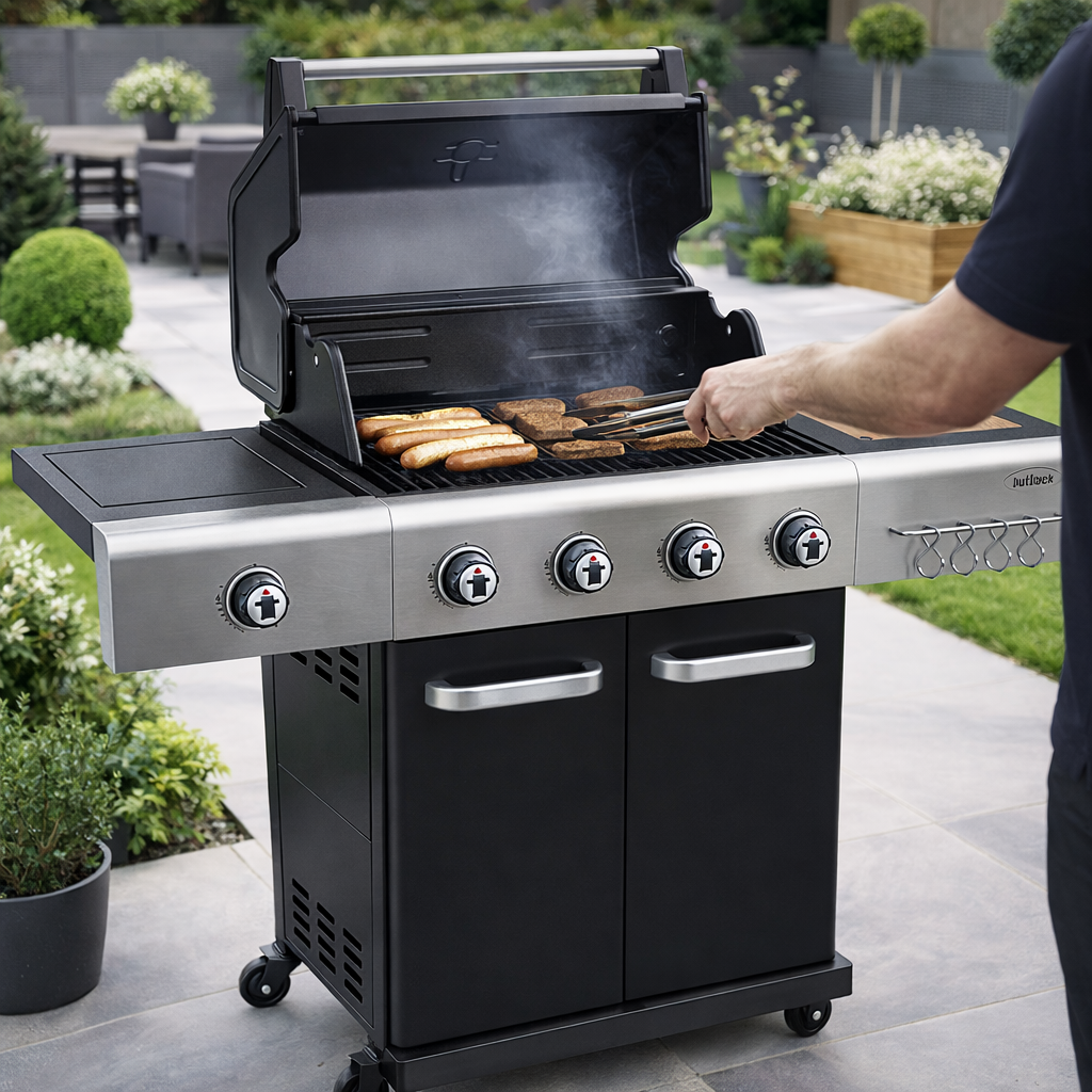 Jupiter 4 Burner Hybrid BBQ - Black