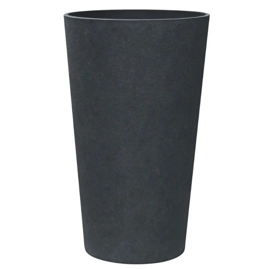 Hortus Lite - Aged Effect Tall Plastic Planter - Charcoal Black - Dia45 x H76 Dia45 - fibreglass stone-effect planter for indoor and outdoor use