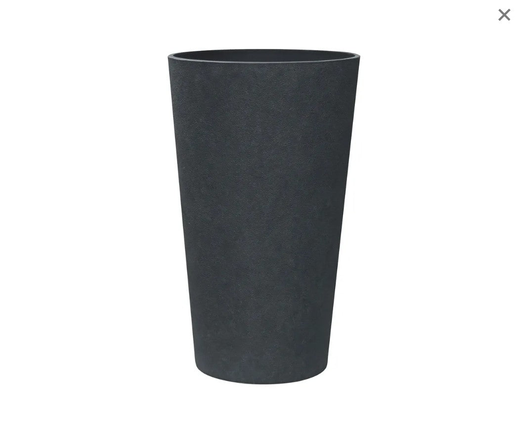 Hortus Lite - Aged Effect Tall Plastic Planter - Charcoal Black - Dia 36.5 x H62cm Dia36.5 - fibreglass stone-effect planter for indoor and outdoor use