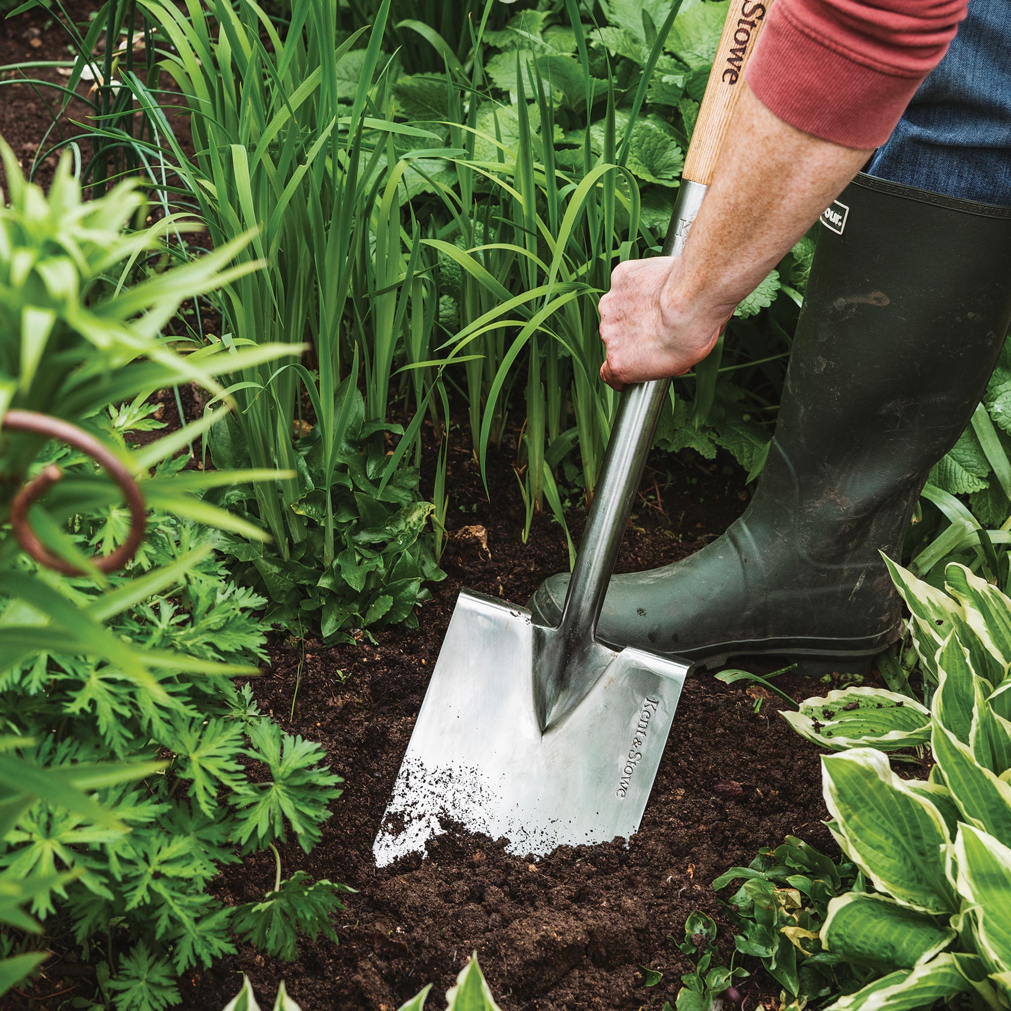 Kent & Stowe Stainless Steel Border Spade detail